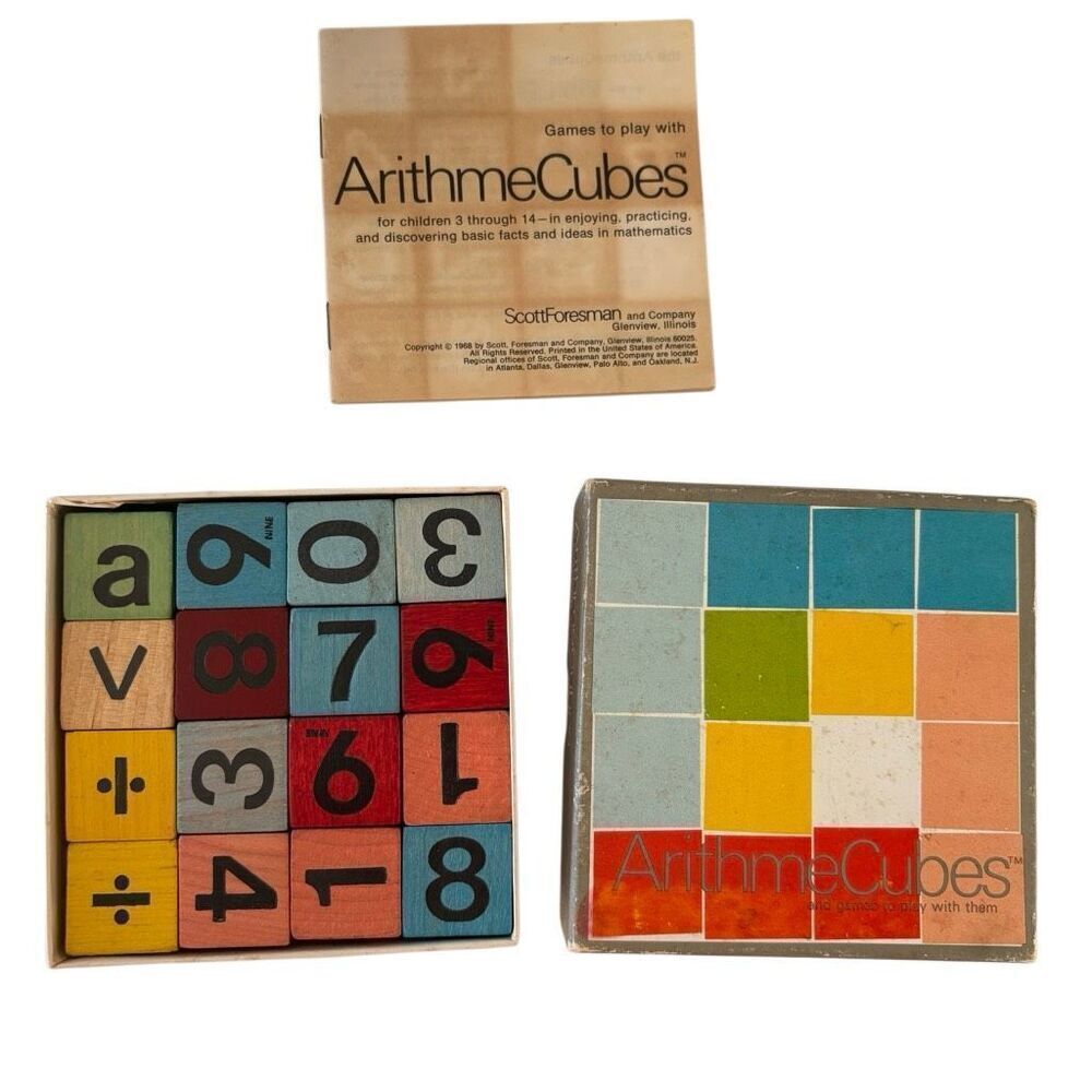 Vintage ArithmeCubes Math Aid Learning Game Scott Foresman Complete